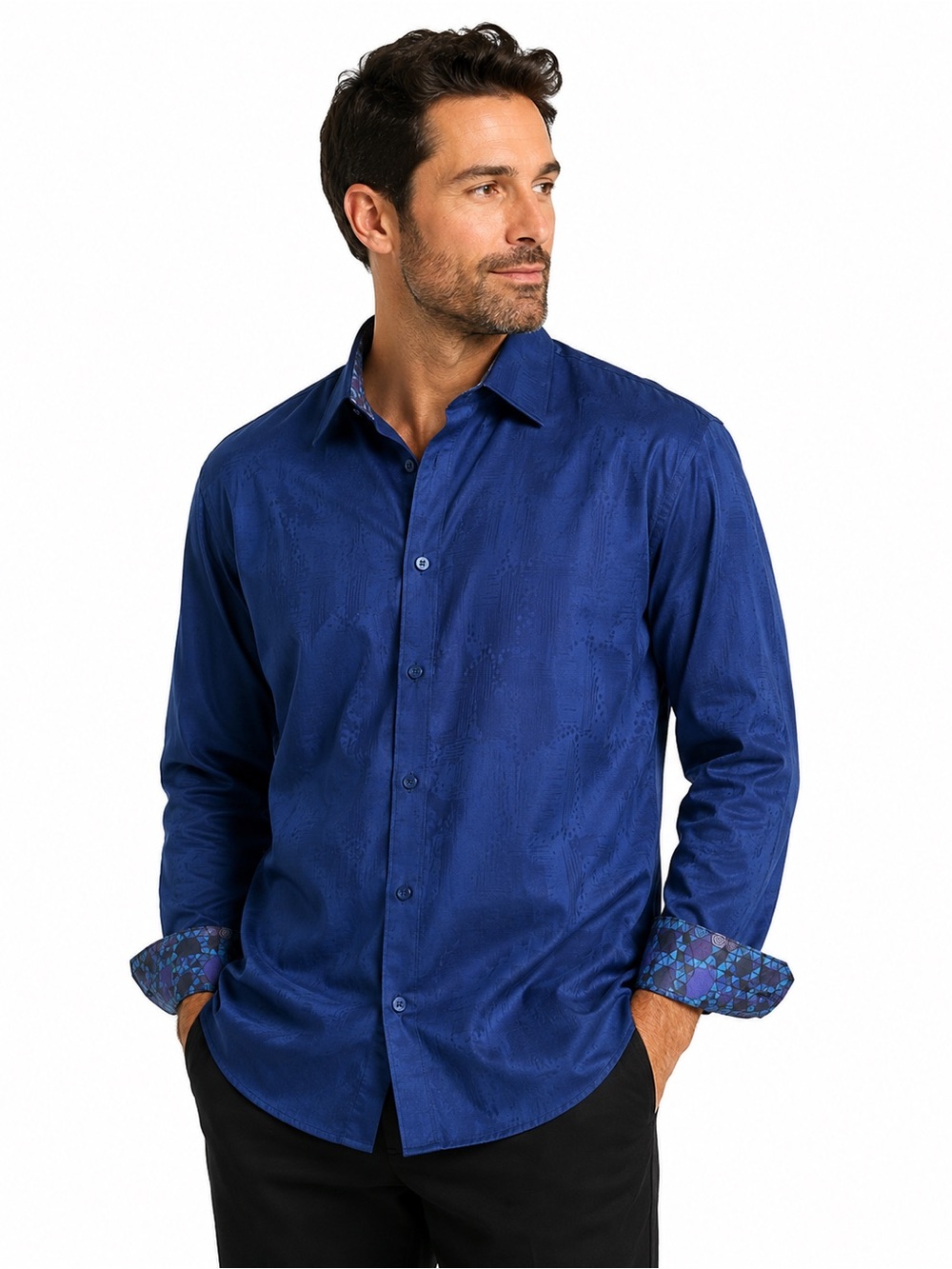 Robert GrahamClassic Fit 2XL
Blue Jacquard Button Down Shirt
Contrast Cuffs